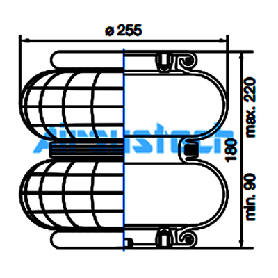 SP 2 B 12 R-1 Phoenix Air Spring 220Mm Max Height Double Convoluted Suspension Αεροπληξία